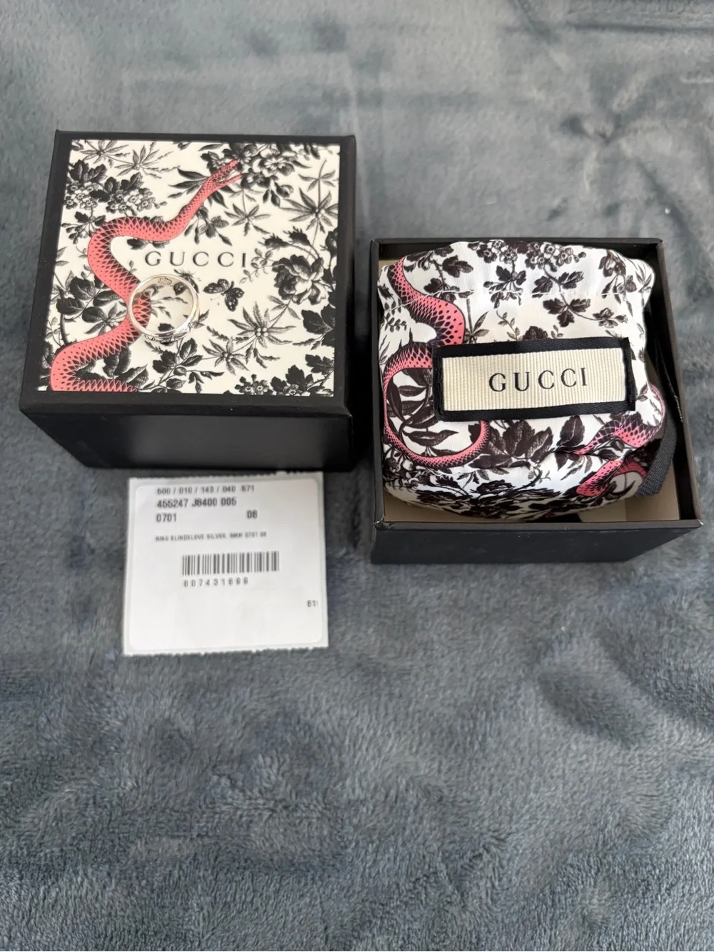 Brand New Gucci Blind for Love Sterling Silver 925 Ring Size 8 (US 4.5)